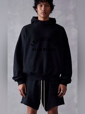 ESSENTIALS Fear of God Jet Black Hoodie, NWT ($120)!